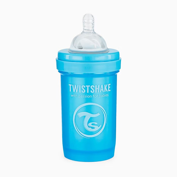 شیشه شیر آنتی کولیک تویست شیک 180 میل آبی صدفی Twistshake