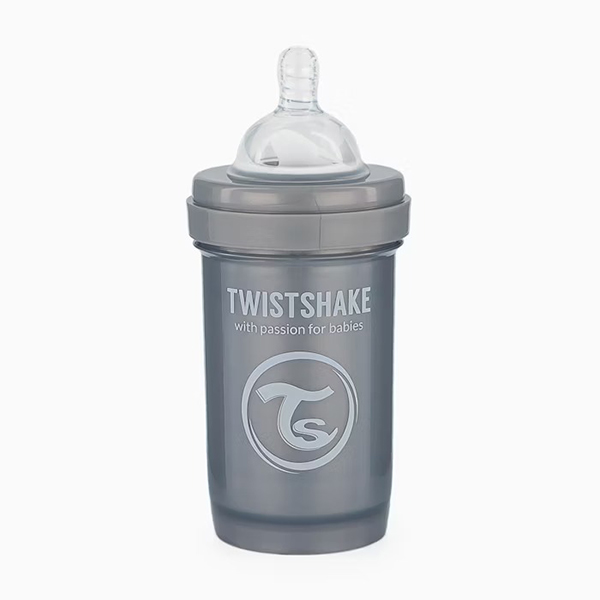 شیشه شیر آنتی کولیک تویست شیک 180 میل طوسی صدفی Twistshake